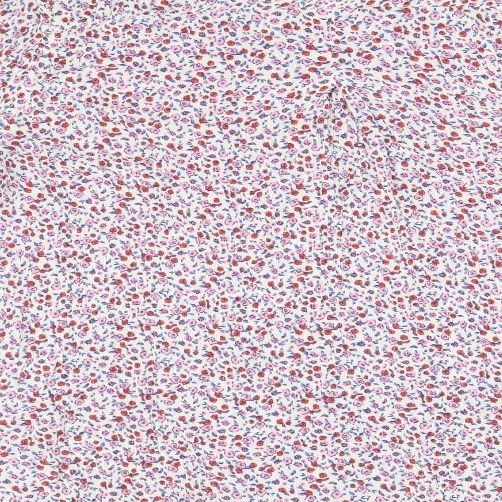 Marks and Spencer Womens Multicoloured Floral Viscose Basic Button-Up Size 18 Round Neck