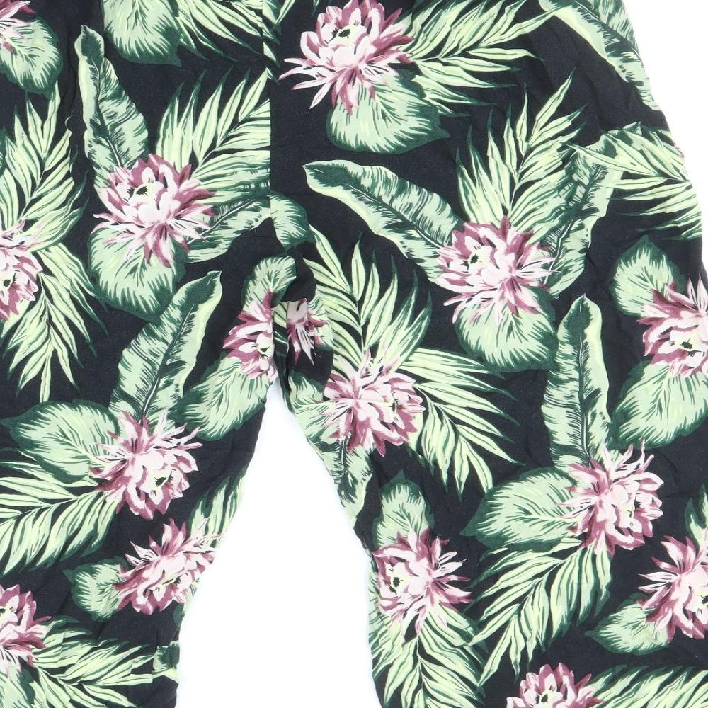 George Womens Black Geometric Viscose Cropped Trousers Size 16 Regular Snap