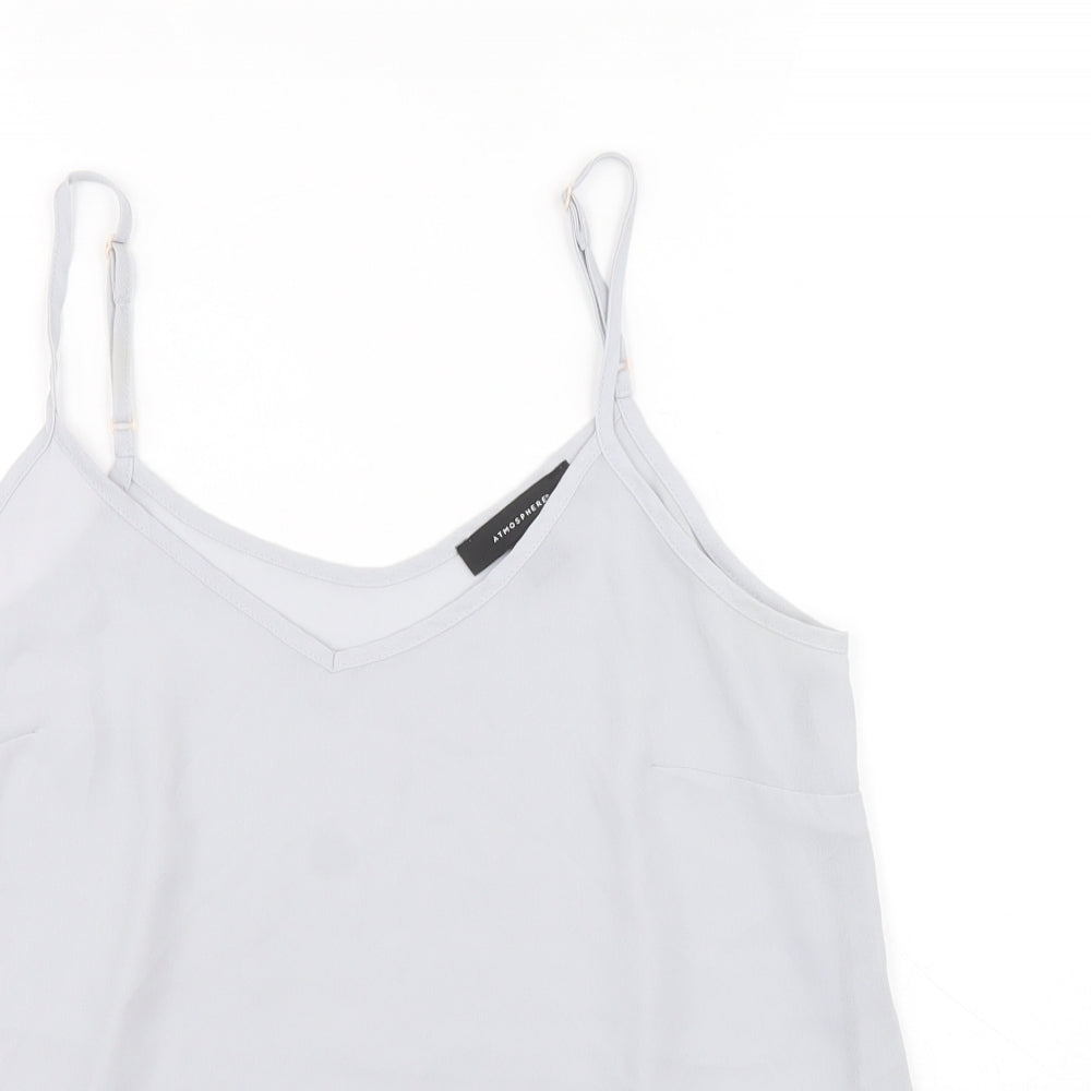 Atmosphere Womens Grey Polyester Basic Tank Size 12 V-Neck