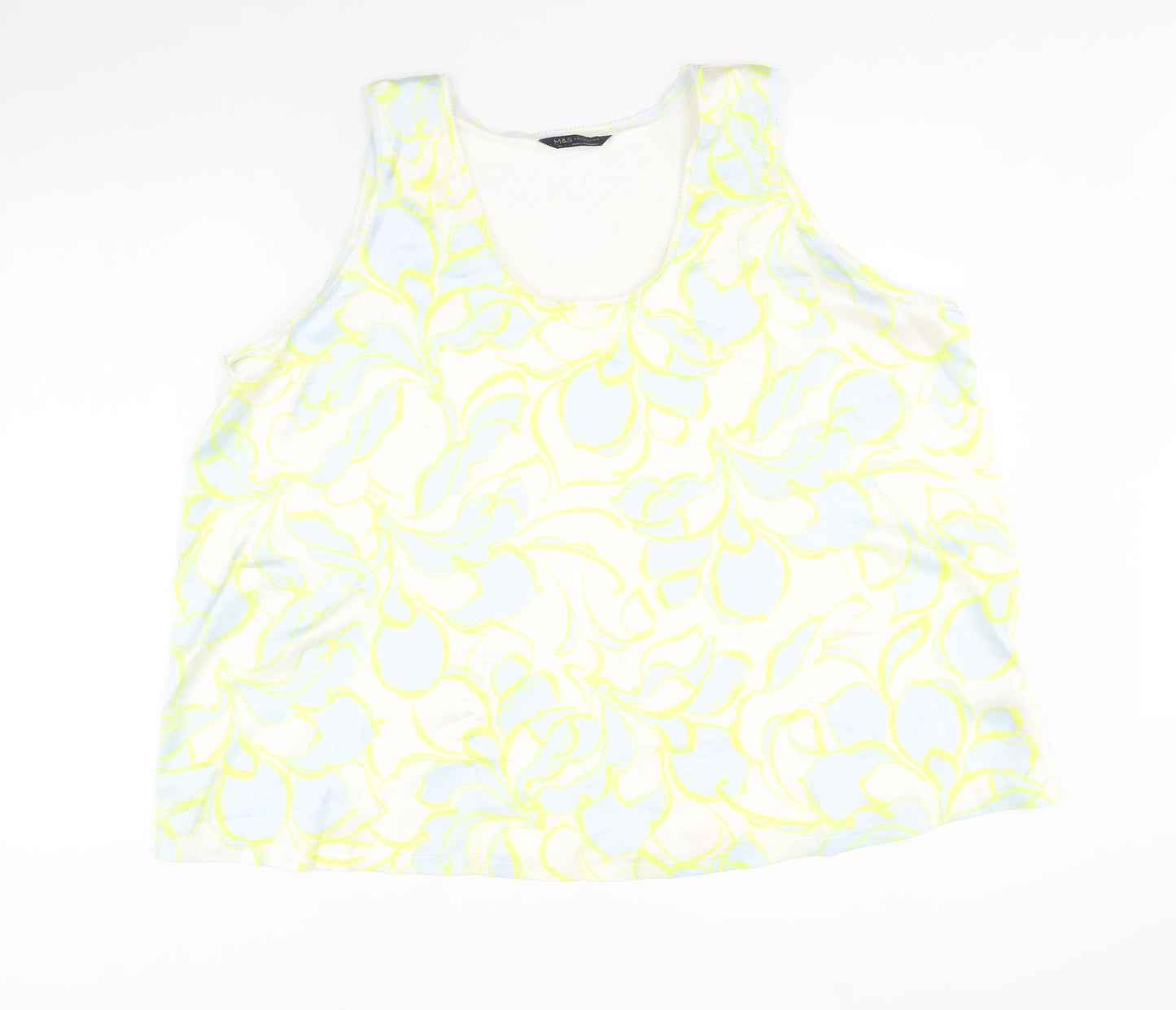 Marks and Spencer Womens White Floral Polyester Basic Tank Size 24 Round Neck