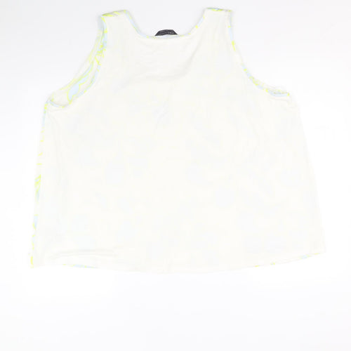 Marks and Spencer Womens White Floral Polyester Basic Tank Size 24 Round Neck