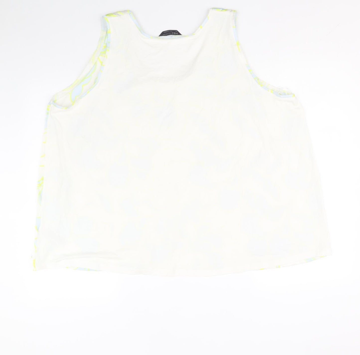 Marks and Spencer Womens White Floral Polyester Basic Tank Size 24 Round Neck
