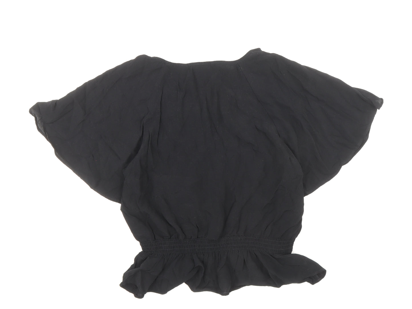 Marks and Spencer Womens Black Viscose Basic Blouse Size 14 Boat Neck