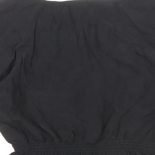 Marks and Spencer Womens Black Viscose Basic Blouse Size 14 Boat Neck