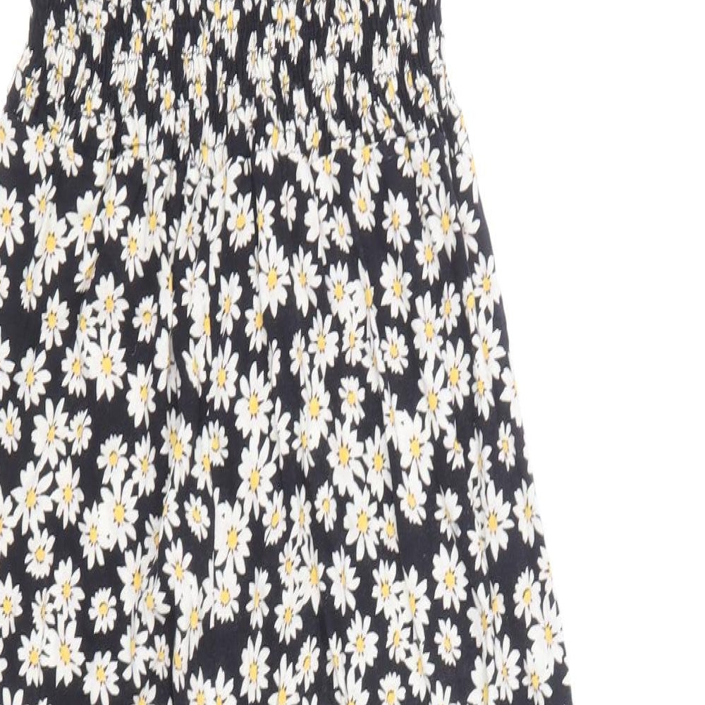 New Look Womens Black Floral Polyester Jumpsuit One-Piece Size 6 Pullover