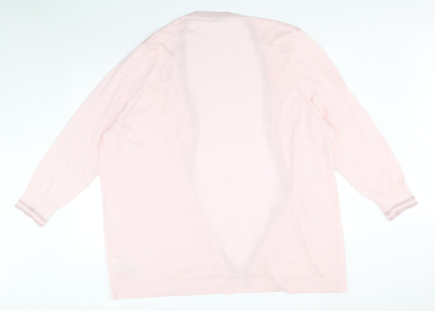 JD Williams Womens Pink V-Neck Polyester Cardigan Jumper Size 28