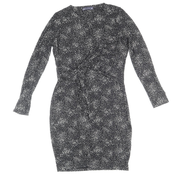 Marks and Spencer Womens Black Animal Print Viscose Bodycon Size 12 Round Neck Pullover