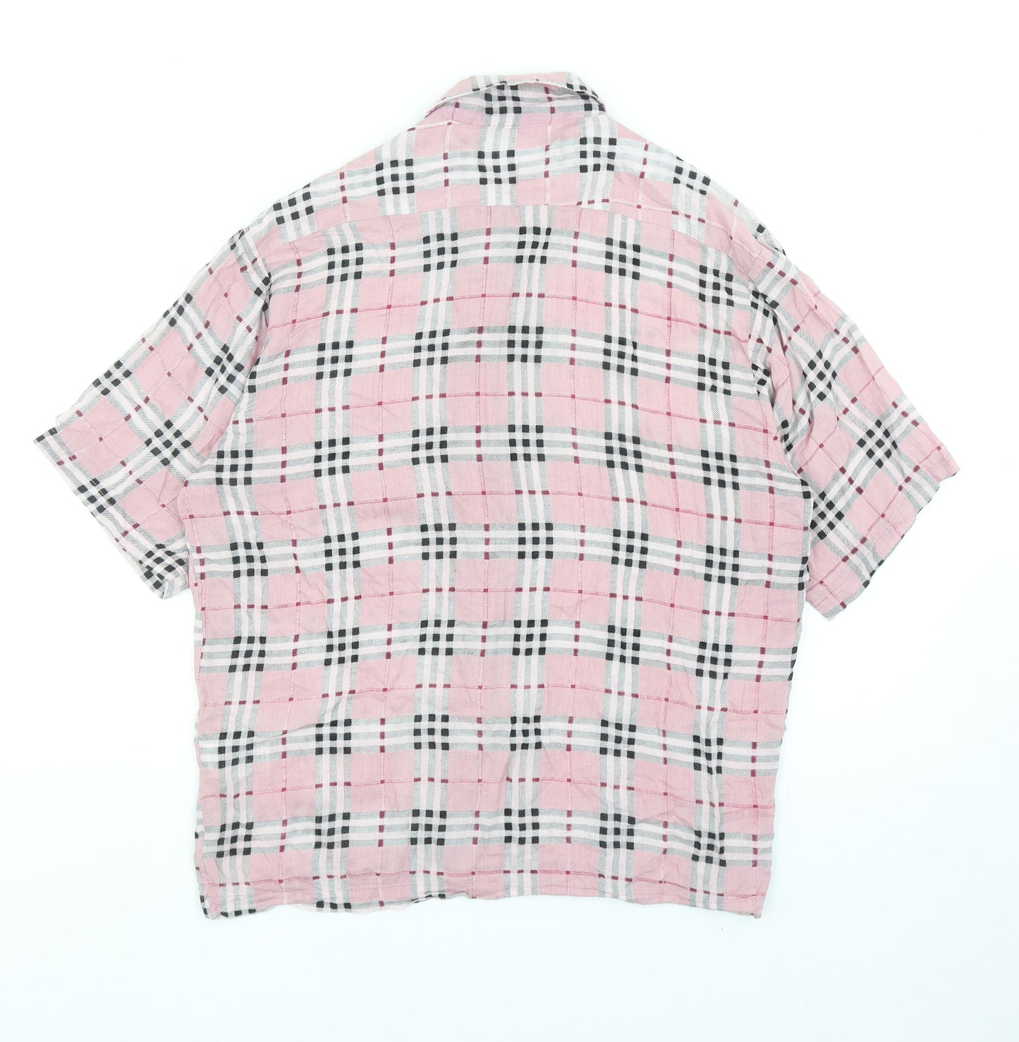 Motel Womens Pink Geometric Viscose Basic Button-Up Size S V-Neck