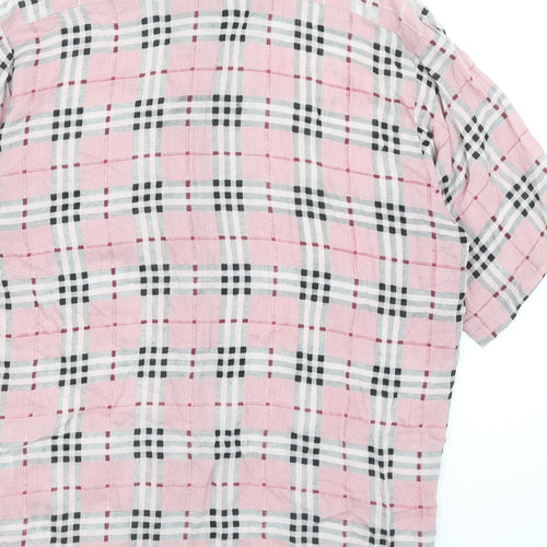 Motel Womens Pink Geometric Viscose Basic Button-Up Size S V-Neck