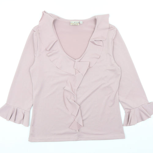 Flash Jeans Womens Pink Polyester Basic T-Shirt Size 12 Round Neck