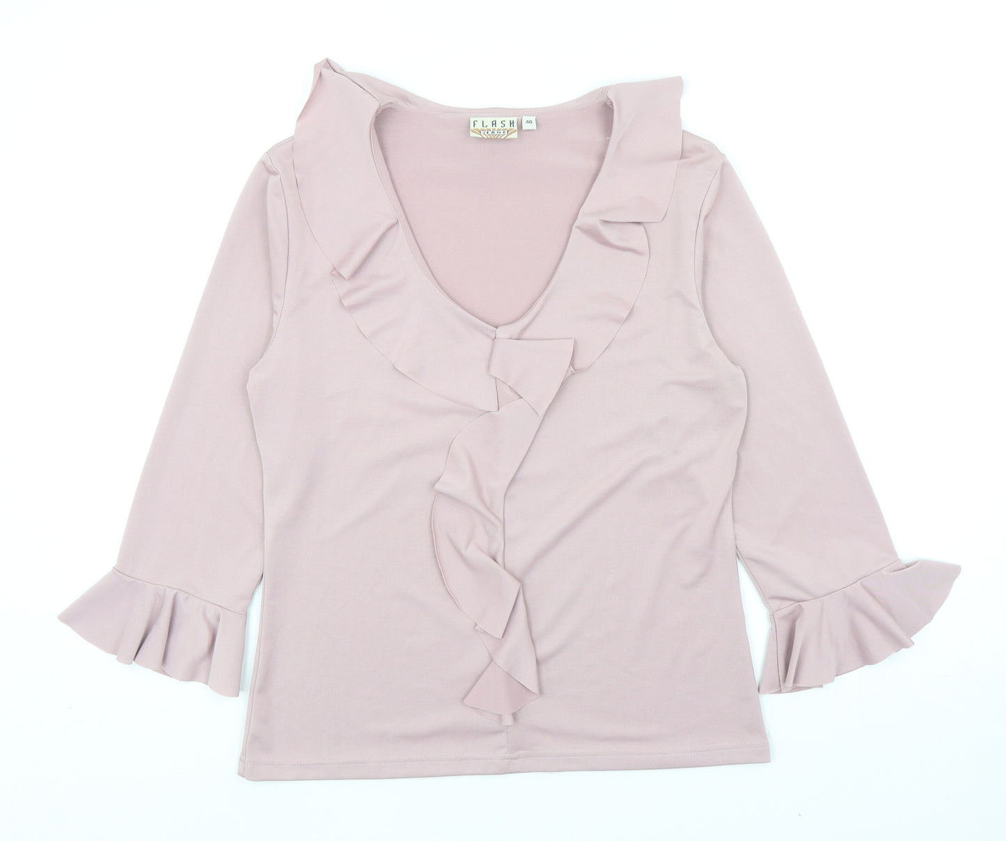Flash Jeans Womens Pink Polyester Basic T-Shirt Size 12 Round Neck