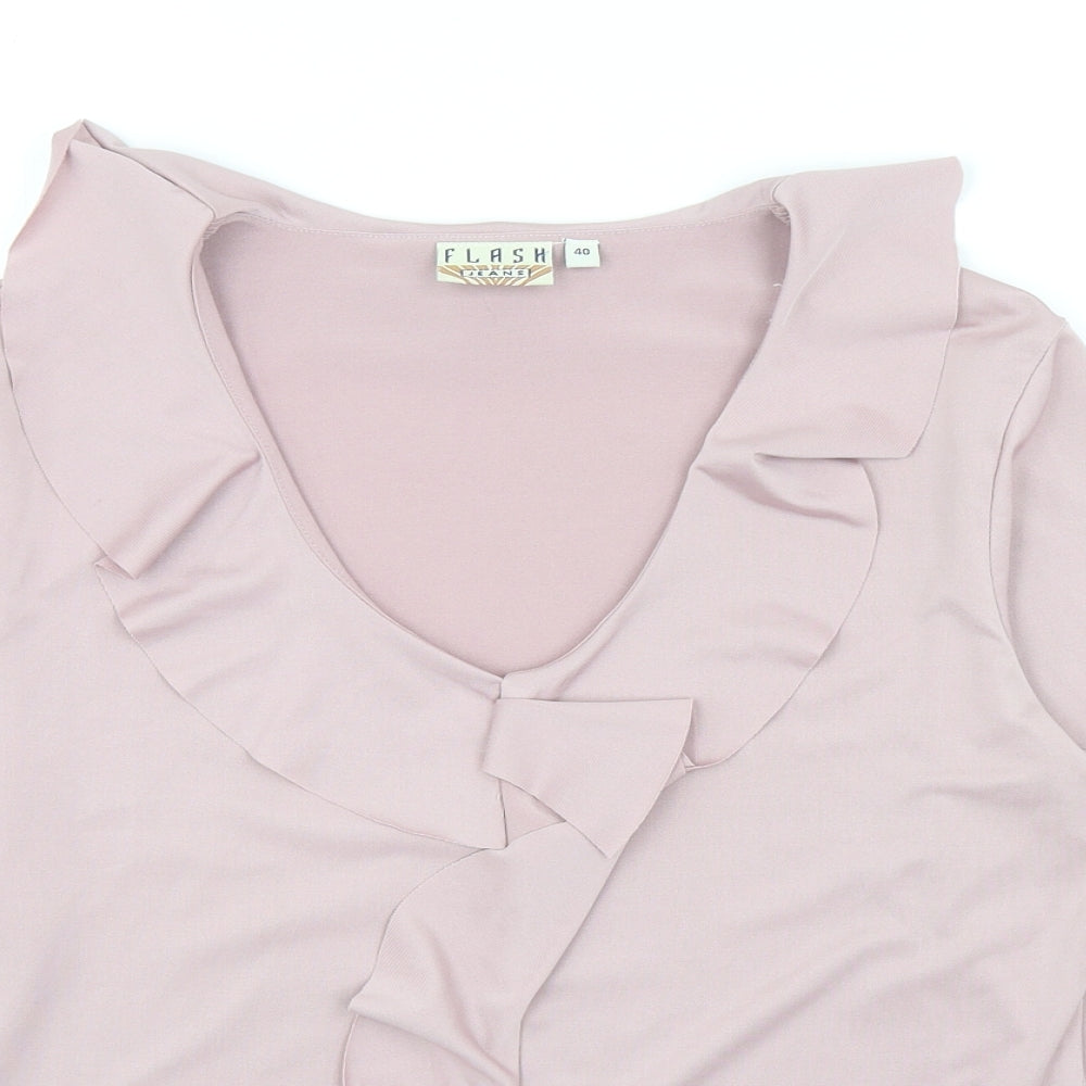 Flash Jeans Womens Pink Polyester Basic T-Shirt Size 12 Round Neck