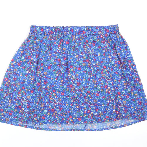 Lefties Womens Blue Floral Viscose Mini Skirt Size S