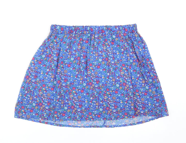 Lefties Womens Blue Floral Viscose Mini Skirt Size S