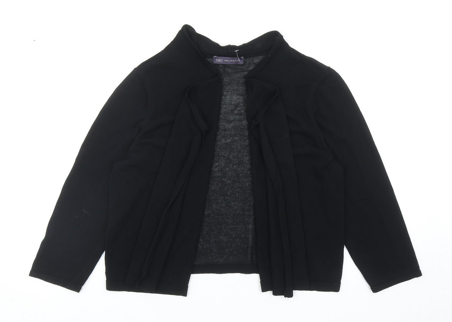 Marks and Spencer Womens Black V-Neck Viscose Cardigan Jumper Size 16