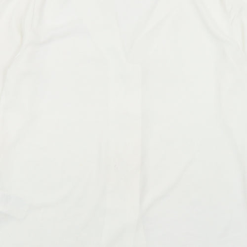 H&M Womens White Polyester Basic Button-Up Size 6 V-Neck