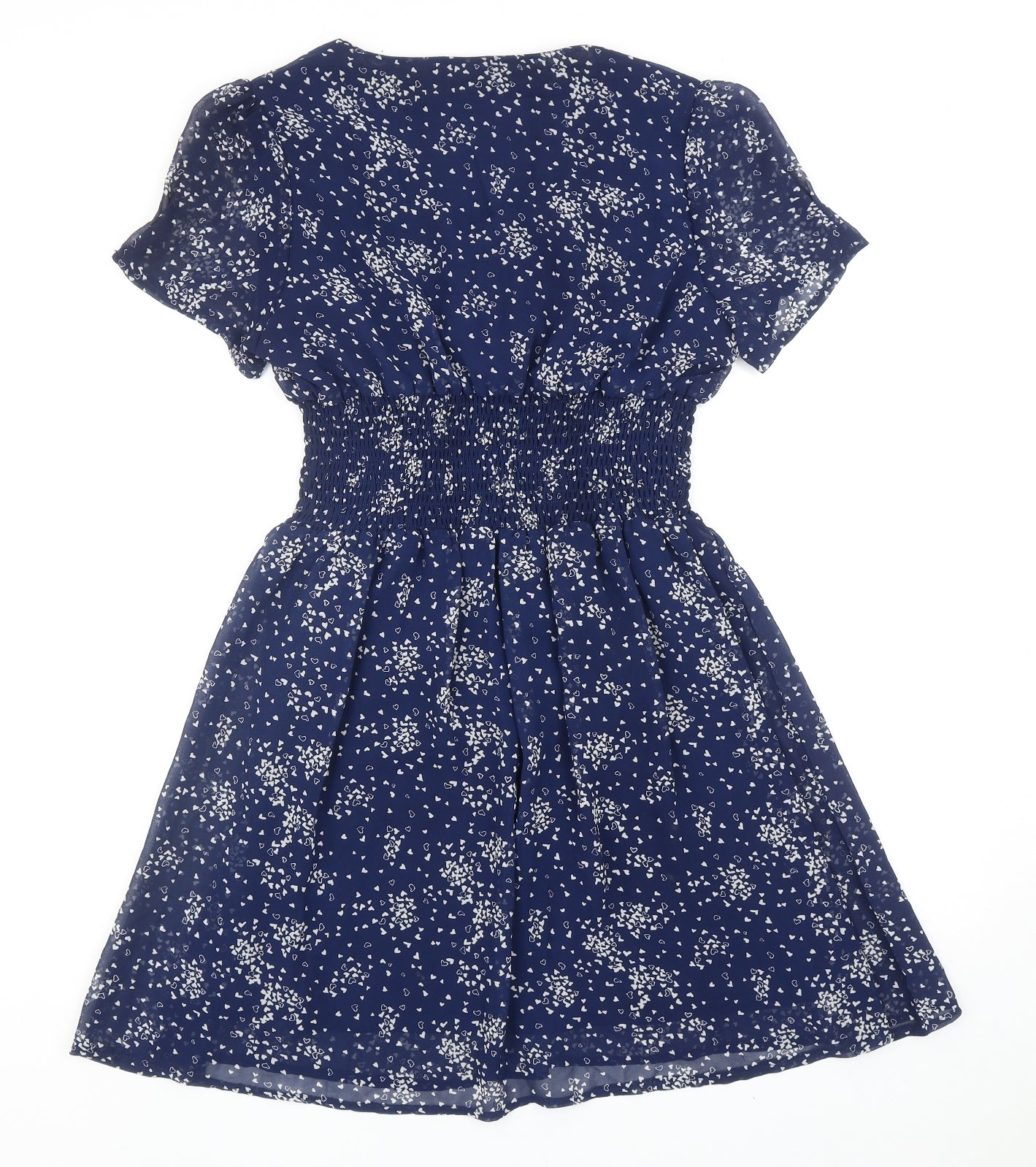 Jasmine London Womens Blue Geometric Polyester A-Line Size 12 V-Neck Pullover