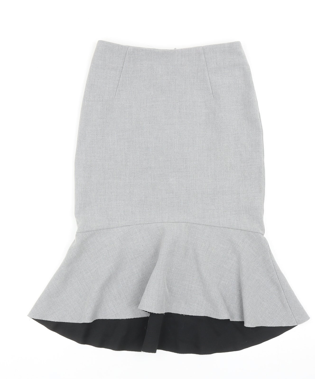 H&M Womens Grey Polyester Trumpet Skirt Size 4 Zip
