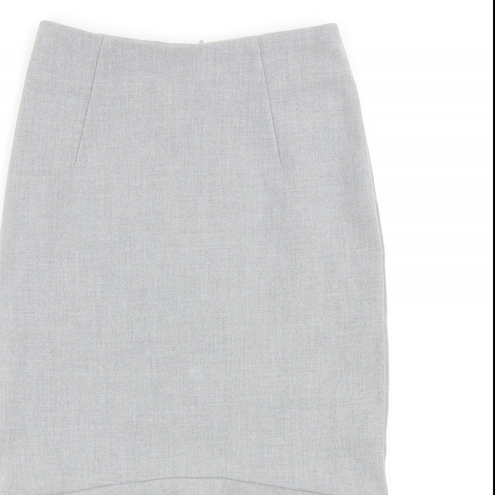 H&M Womens Grey Polyester Trumpet Skirt Size 4 Zip
