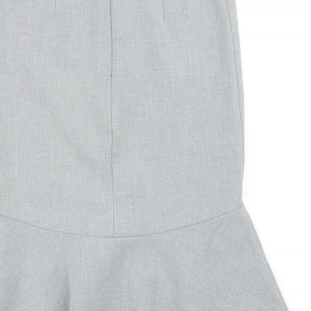 H&M Womens Grey Polyester Trumpet Skirt Size 4 Zip