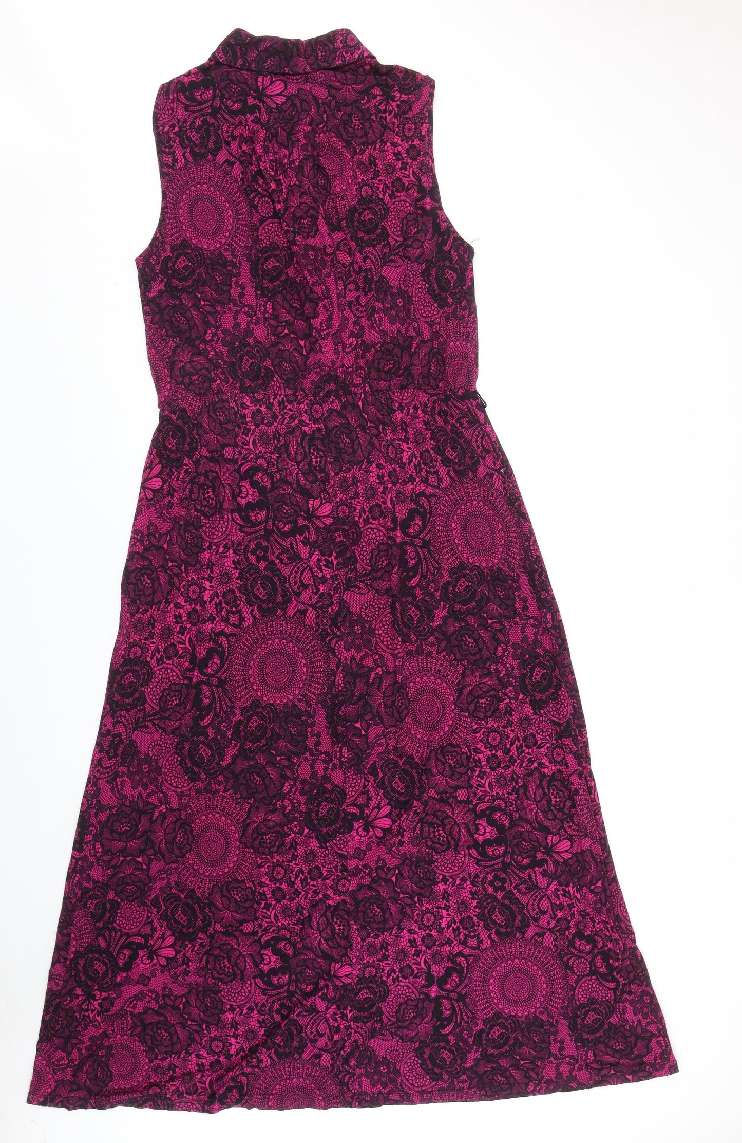 Preworn Womens Pink Geometric Viscose Shirt Dress Size 20 Collared Button