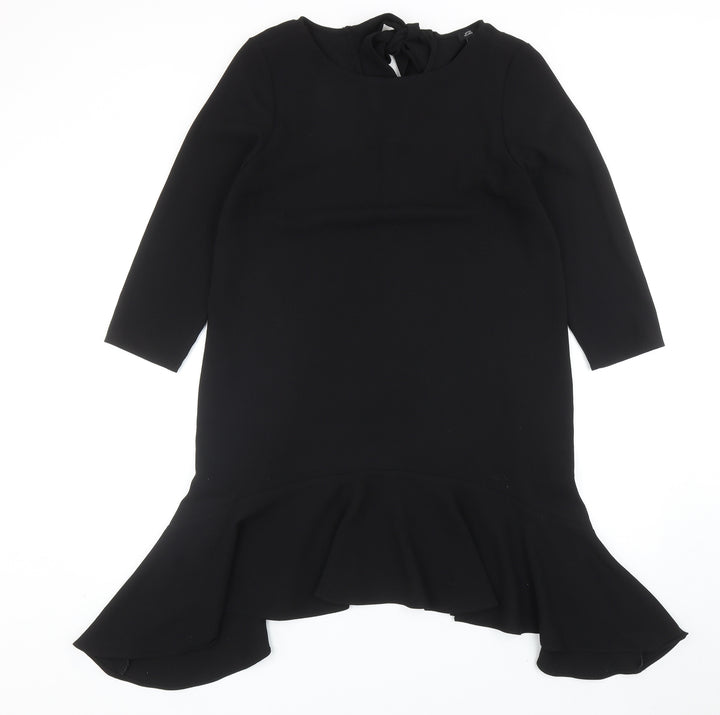 River Island Womens Black Polyester Shift Size 12 Round Neck Tie