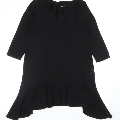 River Island Womens Black Polyester Shift Size 12 Round Neck Tie
