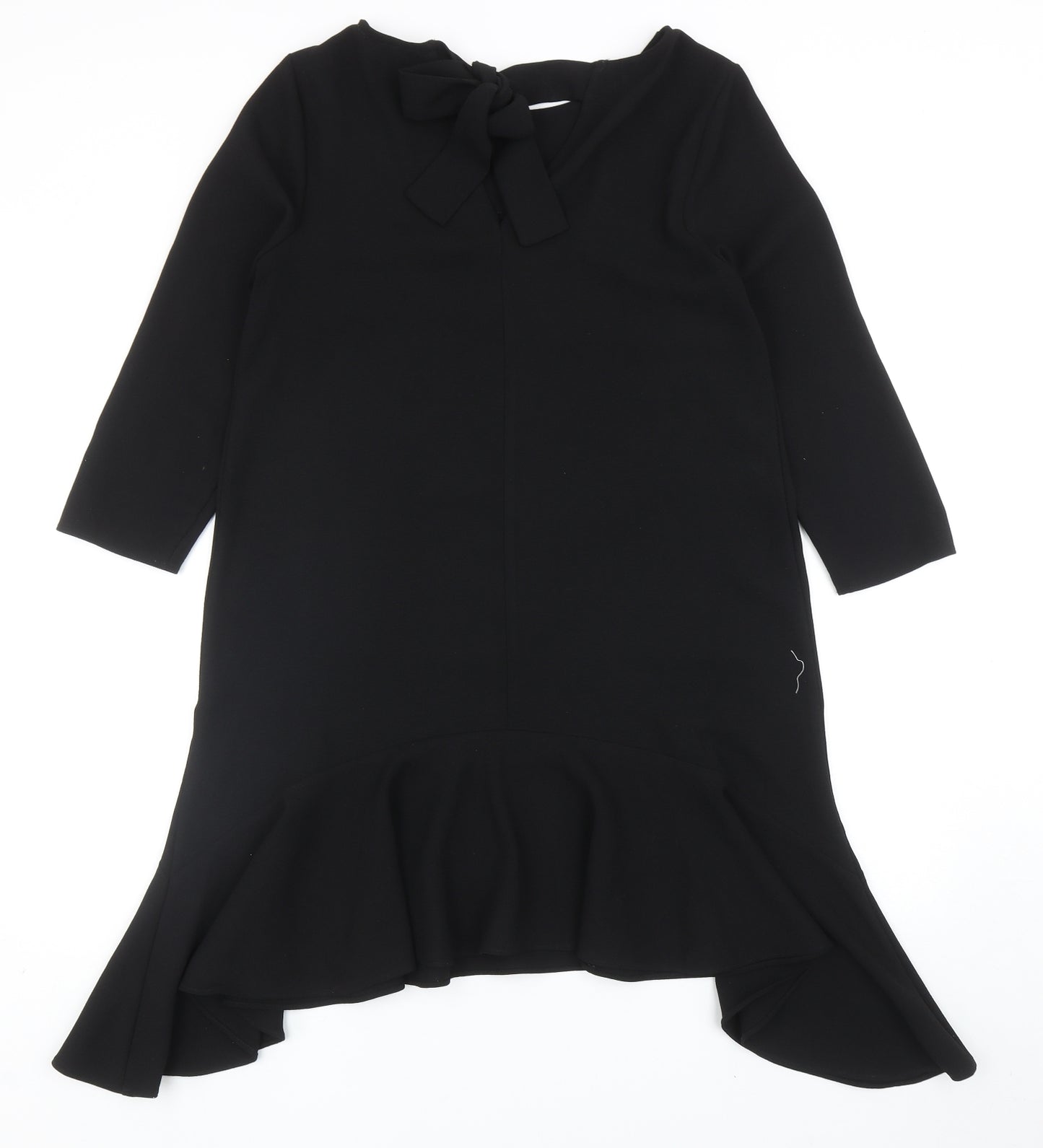 River Island Womens Black Polyester Shift Size 12 Round Neck Tie