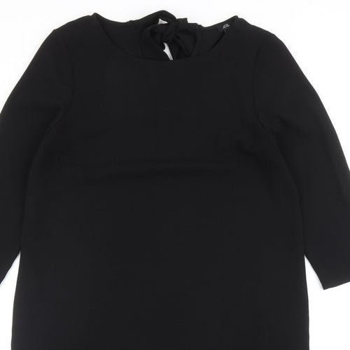 River Island Womens Black Polyester Shift Size 12 Round Neck Tie