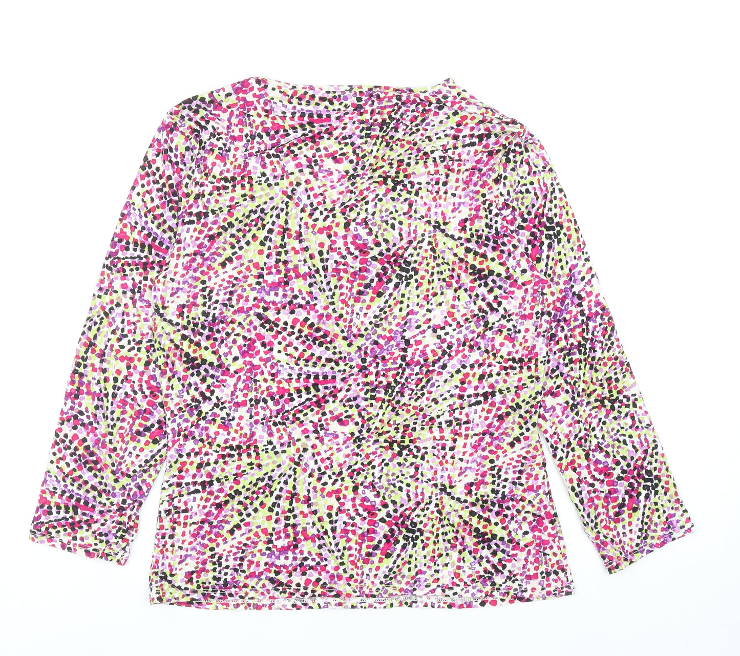 CC Womens Multicoloured Geometric Viscose Basic Blouse Size S V-Neck