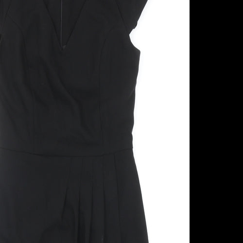 A Wear Womens Black Polyester Pencil Dress Size 10 V-Neck Zip - Cap Sleeve