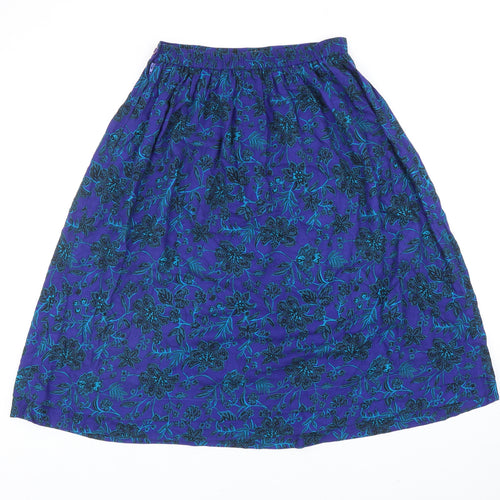Leslie Fay Womens Blue Geometric Viscose Flare Skirt Size 12 Zip