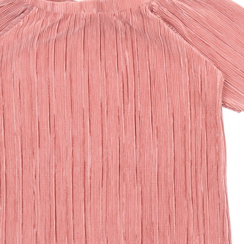 F&F Girls Pink Polyester Basic Blouse Size M Off the Shoulder Pullover