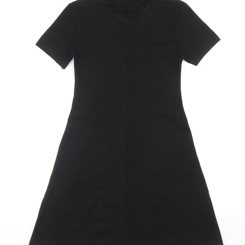 Zara Womens Black Viscose T-Shirt Dress Size S Crew Neck Pullover