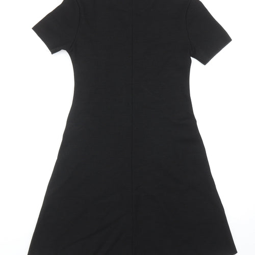 Zara Womens Black Viscose T-Shirt Dress Size S Crew Neck Pullover