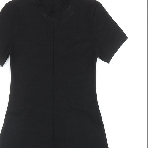 Zara Womens Black Viscose T-Shirt Dress Size S Crew Neck Pullover