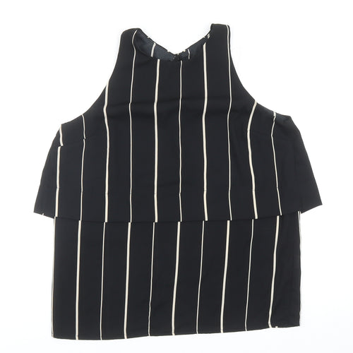 Atmosphere Womens Black Striped Polyester Basic Blouse Size 10 Round Neck
