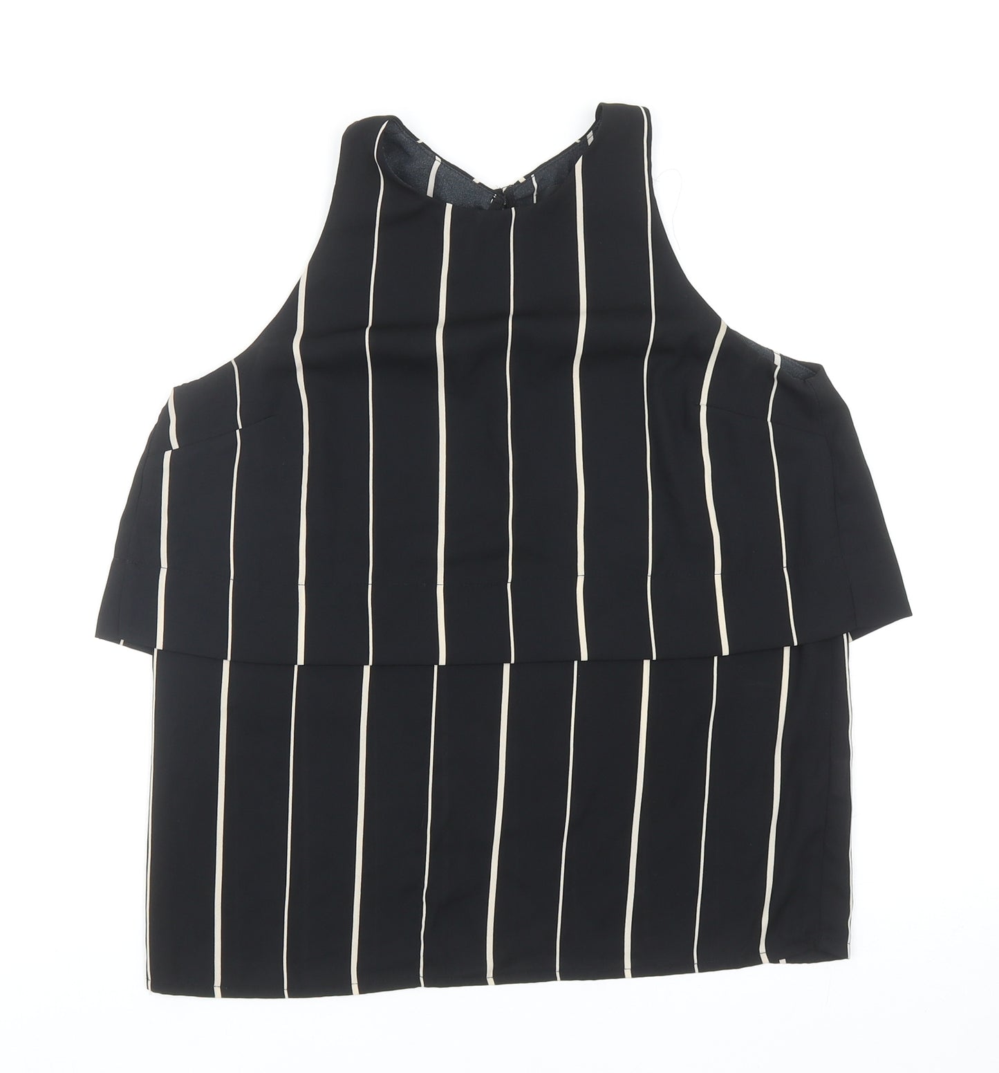 Atmosphere Womens Black Striped Polyester Basic Blouse Size 10 Round Neck