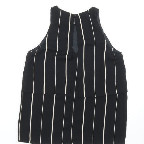 Atmosphere Womens Black Striped Polyester Basic Blouse Size 10 Round Neck