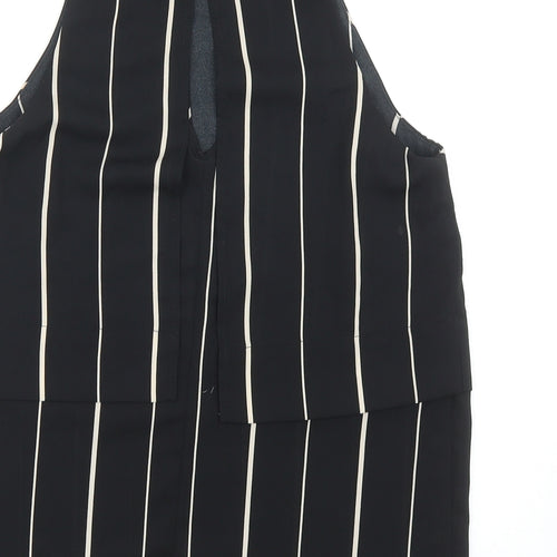 Atmosphere Womens Black Striped Polyester Basic Blouse Size 10 Round Neck