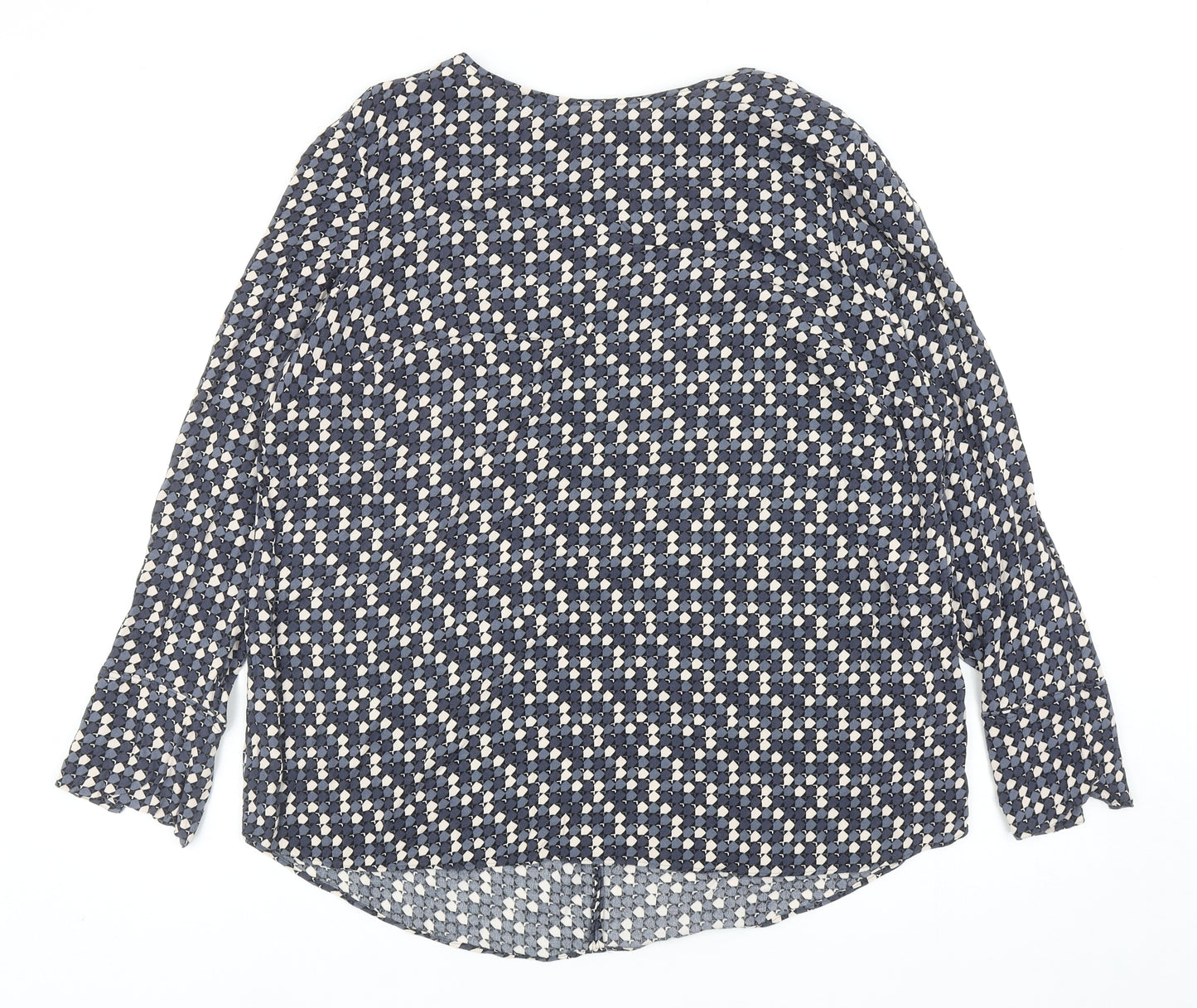 NEXT Womens Grey Geometric Viscose Basic Blouse Size 20 Round Neck