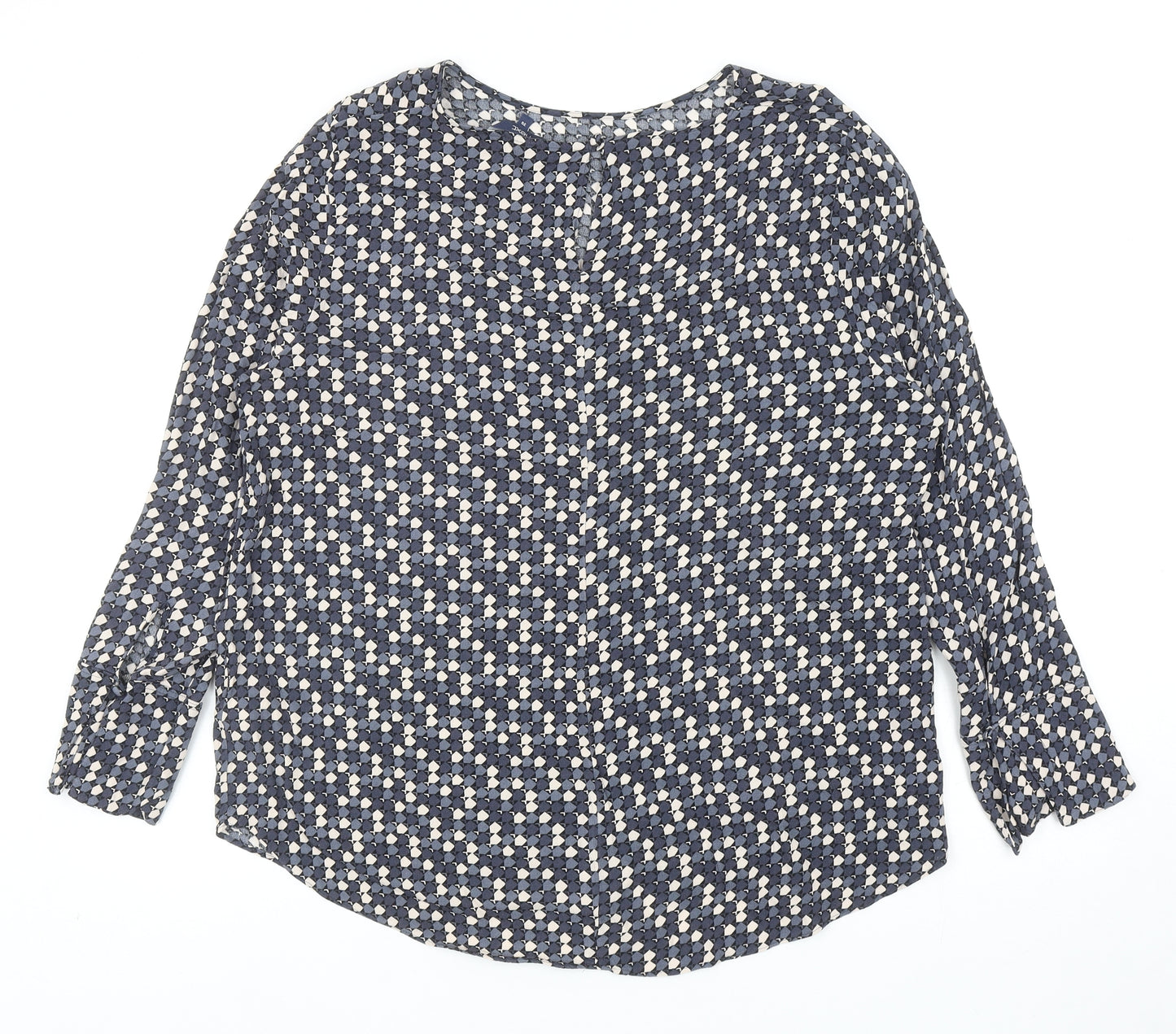 NEXT Womens Grey Geometric Viscose Basic Blouse Size 20 Round Neck