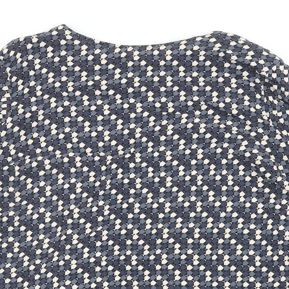 NEXT Womens Grey Geometric Viscose Basic Blouse Size 20 Round Neck
