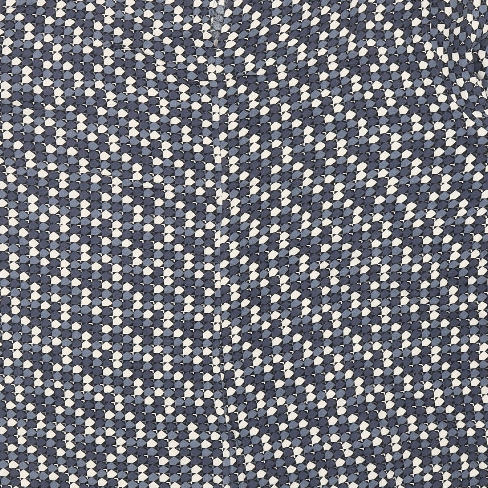 NEXT Womens Grey Geometric Viscose Basic Blouse Size 20 Round Neck