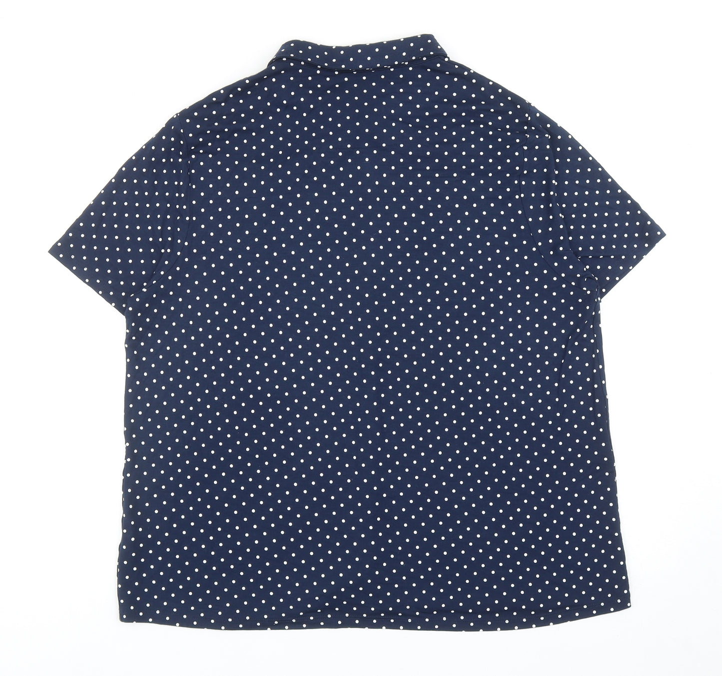 TU Womens Blue Polka Dot Modal Basic Button-Up Size 16 V-Neck