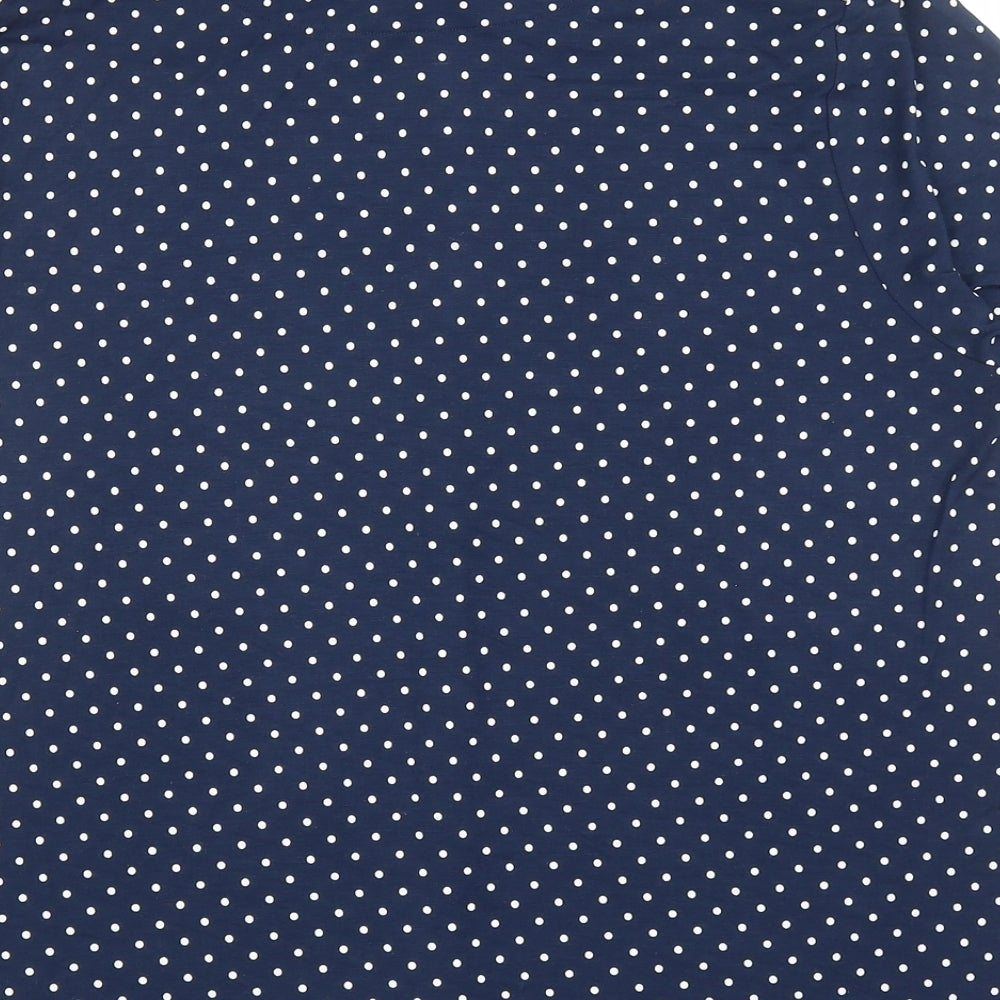 TU Womens Blue Polka Dot Modal Basic Button-Up Size 16 V-Neck