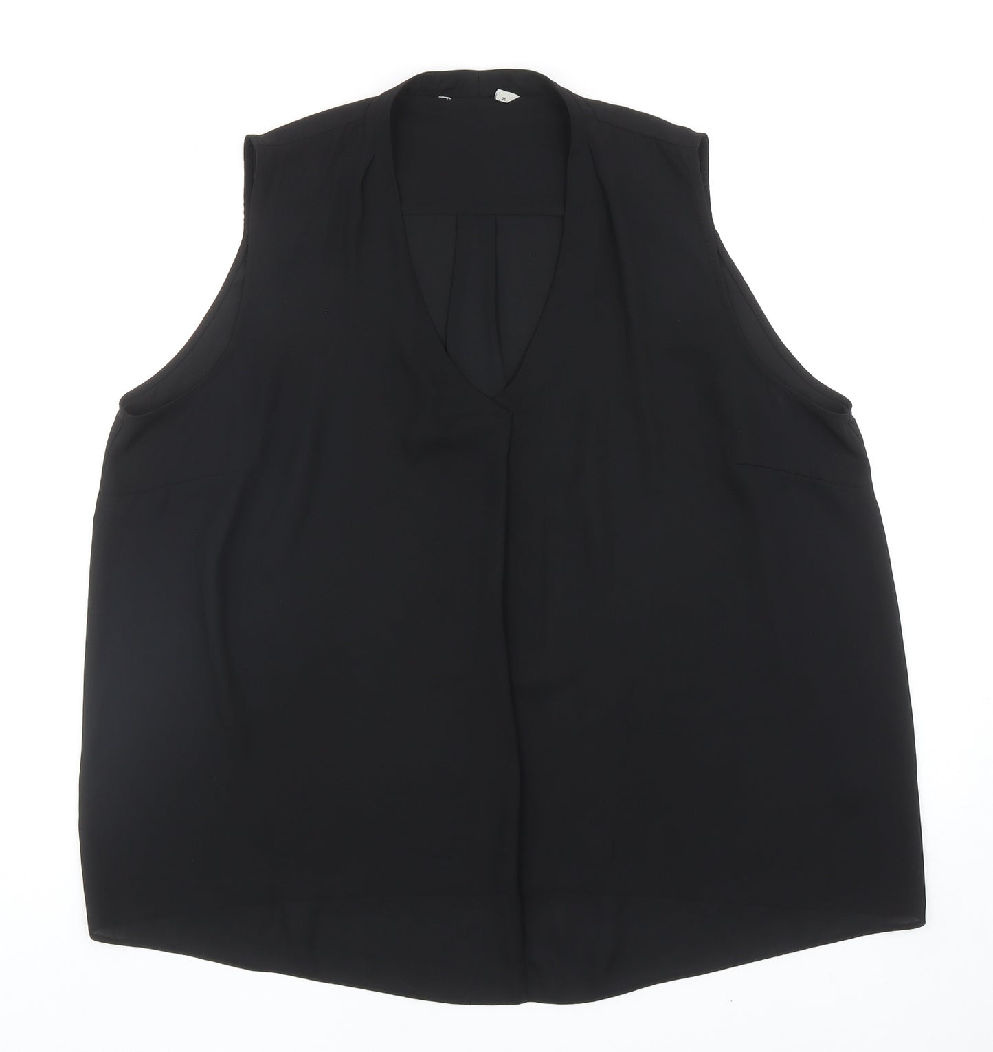 Preworn Womens Black Polyester Basic Tank Size 20 V-Neck