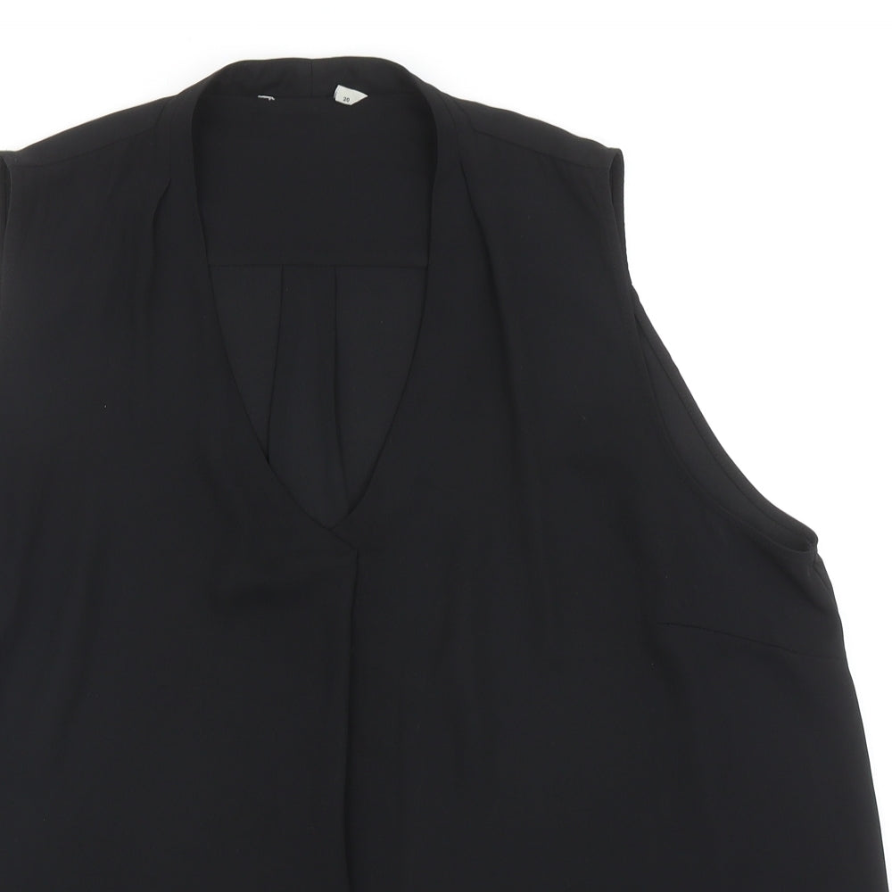 Preworn Womens Black Polyester Basic Tank Size 20 V-Neck