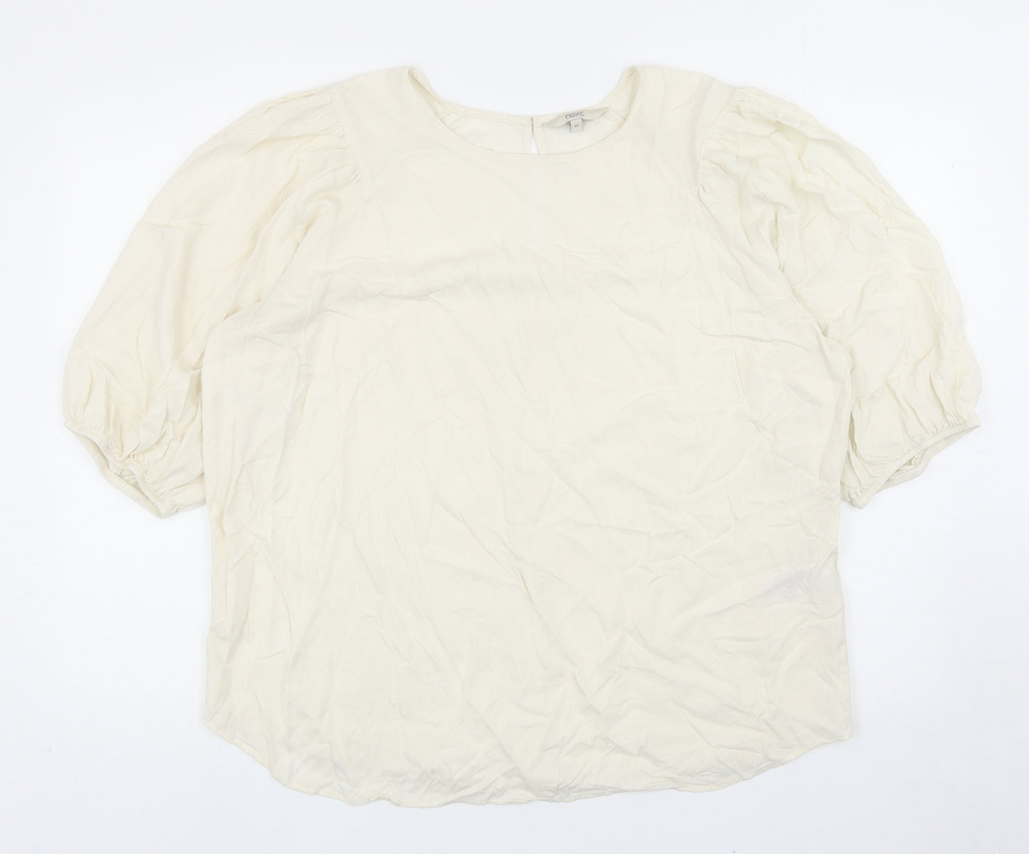 NEXT Womens Ivory Viscose Basic T-Shirt Size 20 Round Neck
