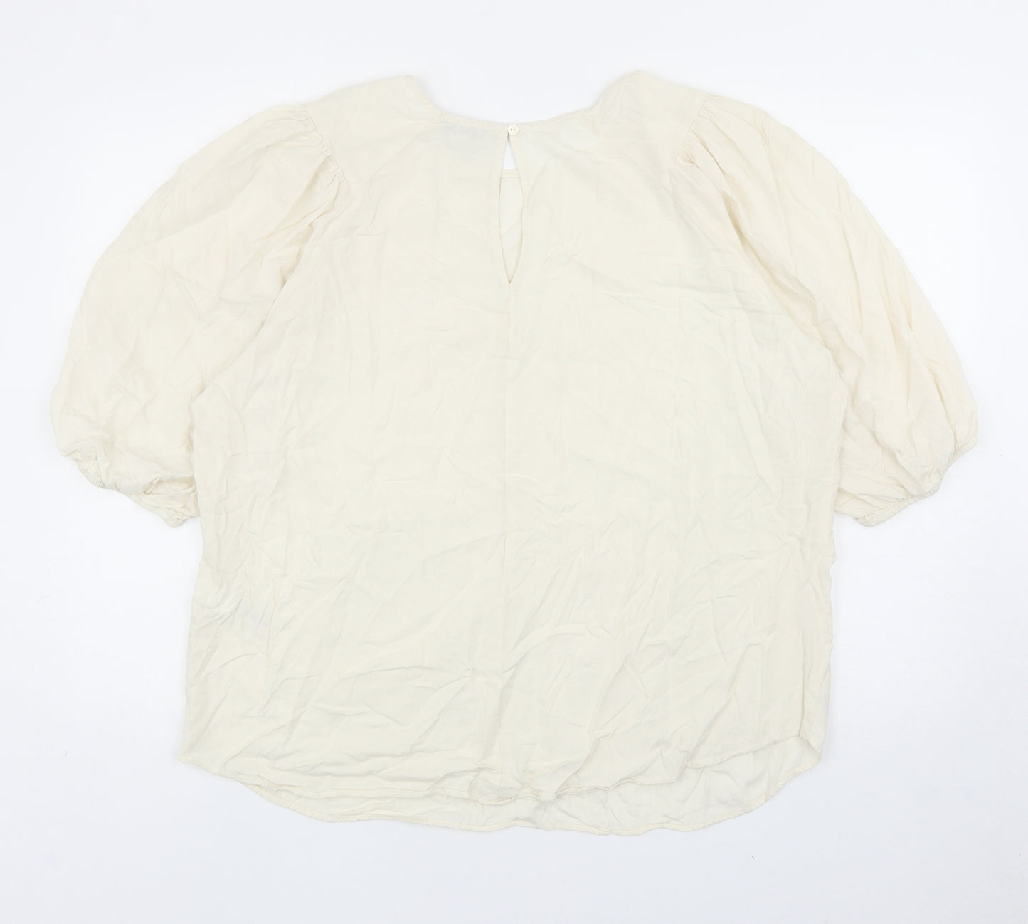 NEXT Womens Ivory Viscose Basic T-Shirt Size 20 Round Neck